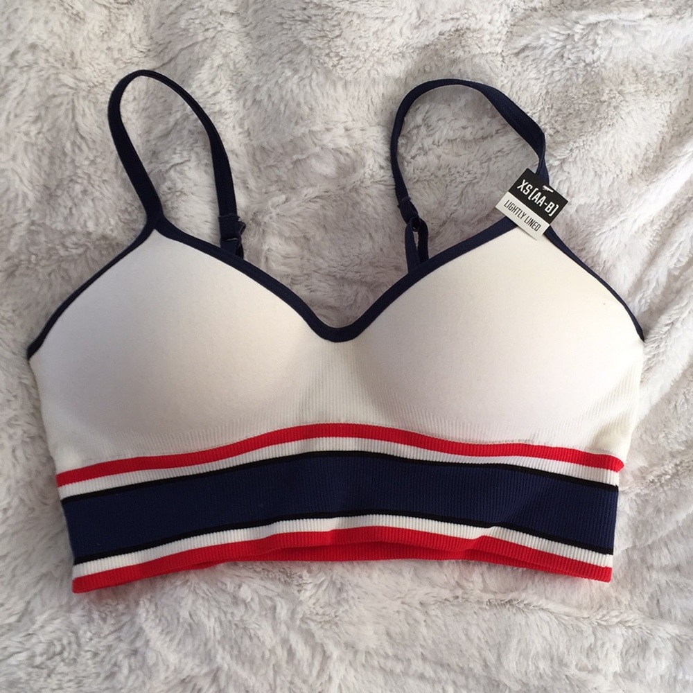 VS Pink Lightly Lined Bralette XS Red,Blue,&White